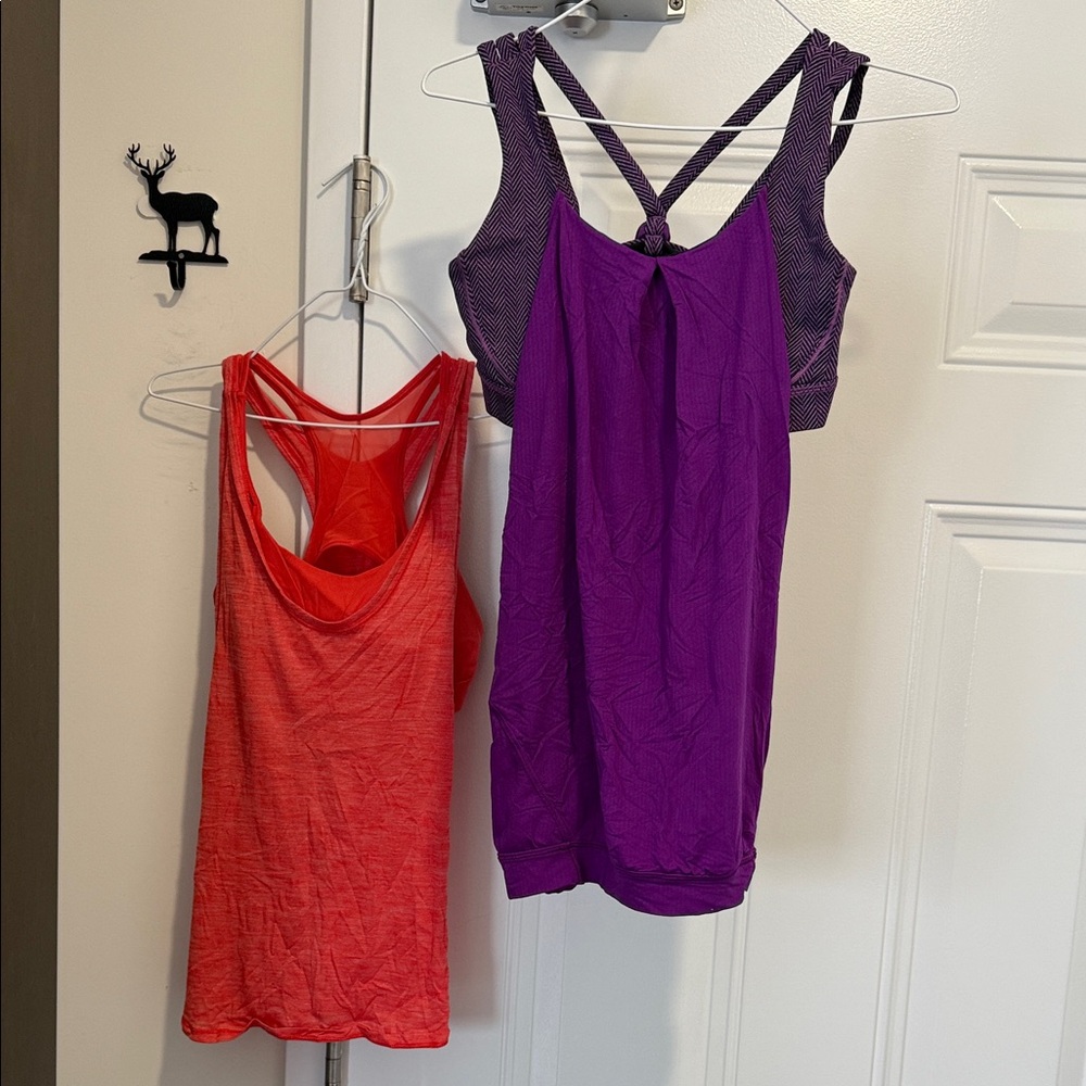 Lululemon athletica Purple and Red Tank Tops